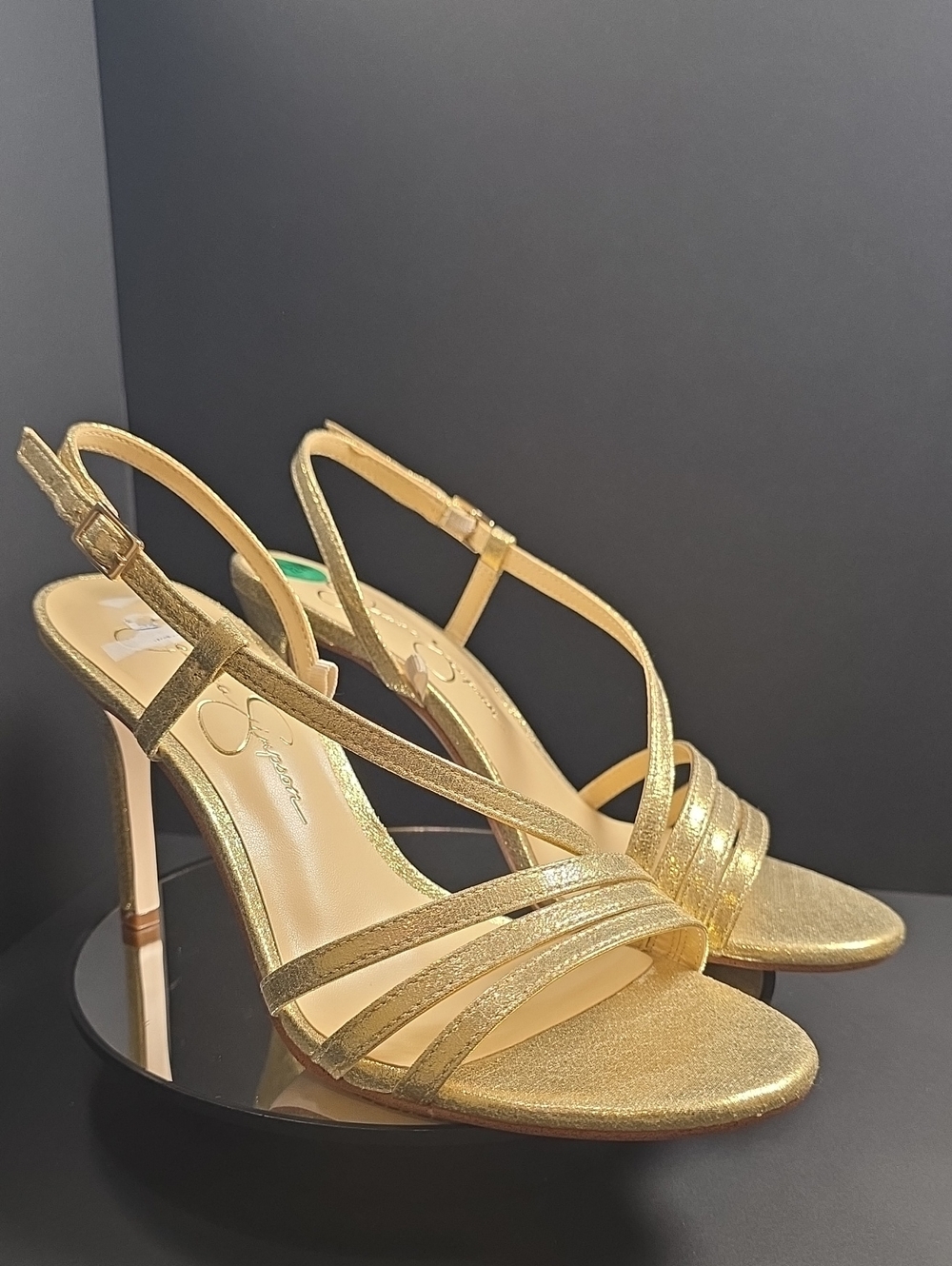 Jessica Simpson Gold Strappy Slingback Heels